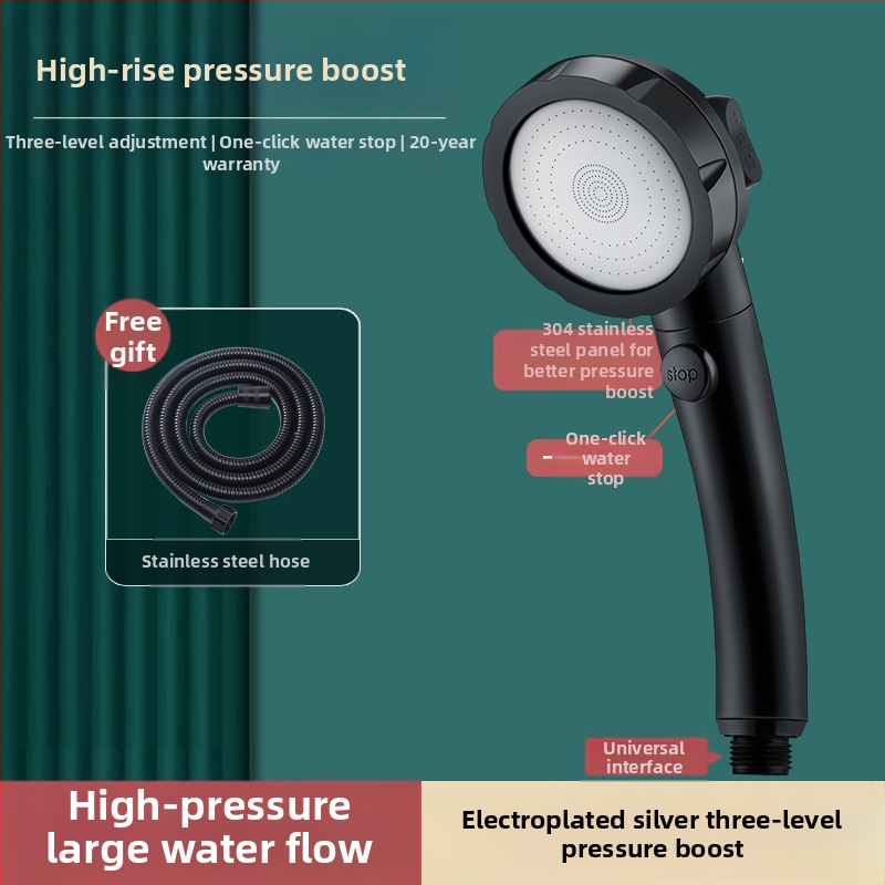 Σετ κεφαλής ντους με υψηλή πίεση — ABS, ονομαστική πίεση 1,6 MPa, θερμοκρασία λειτουργίας 0–100°C, μοντέλο ιαπωνικού διακόπτη ντους, ηλεκτροπλατίωση