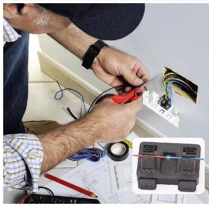 Elektrinių laidų suvirinimo laikiklis, PLA medžiaga, dažyta apdaila, logotipas atspausdintas, mechaninė gamyba, šiuolaikiškas minimalistinis stilius