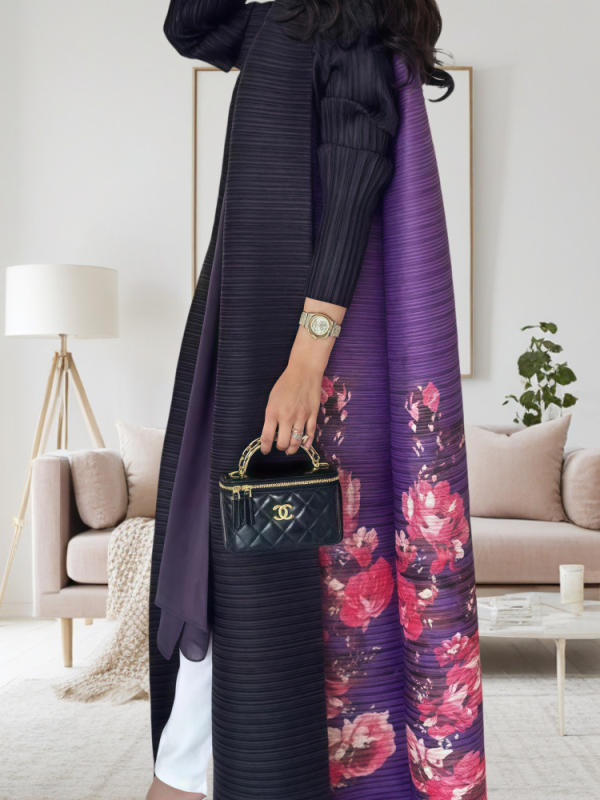 Spausdintas abaja kardiganas moterims, laisvas kirpimas, be kaklo, ilgos rankovės, ilgas A linijos paltas, vasara 2025