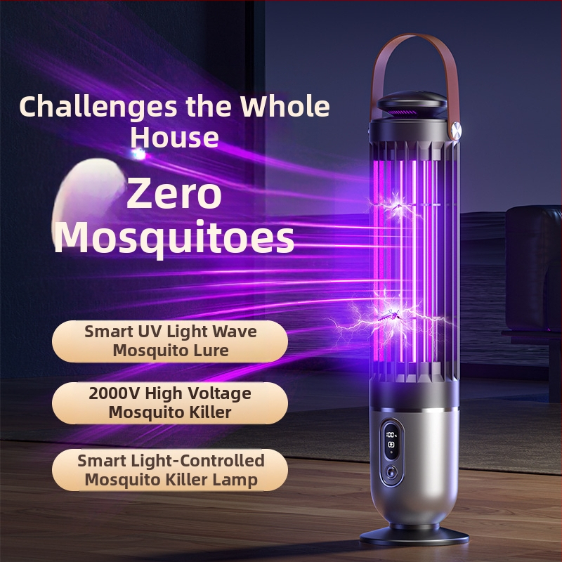LED лампа против комари за площи 41–60 м², вградена батерия 3001–4000 mAh, улов чрез светлинна вълна, зареждане 1–3 ч