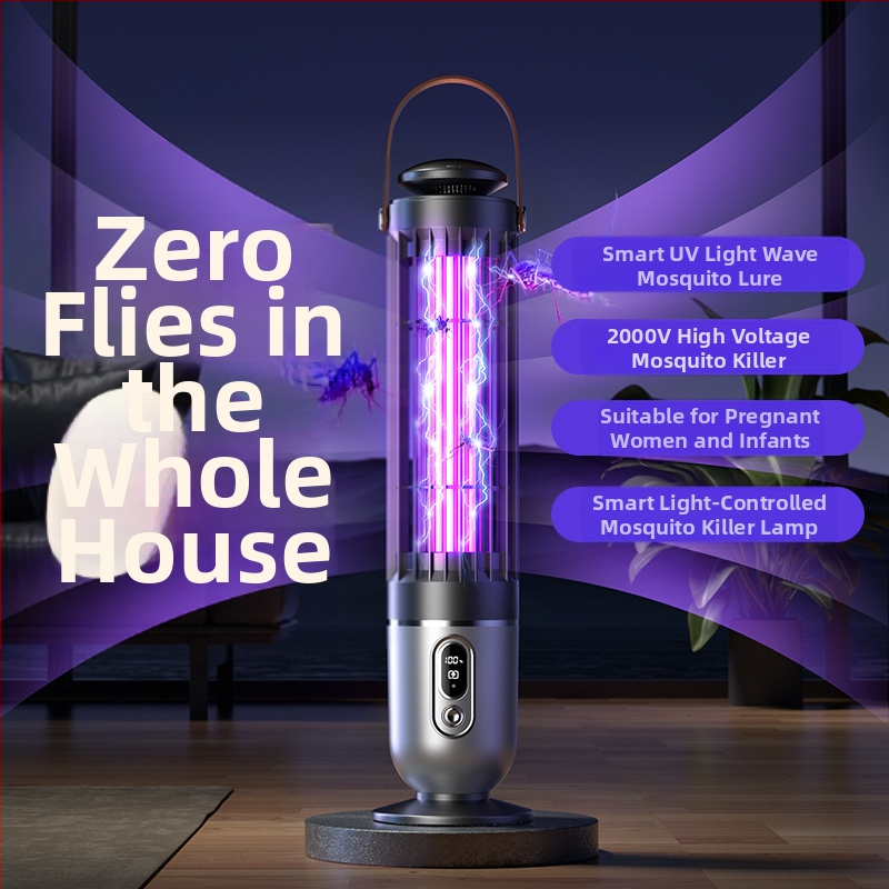LED лампа против комари за площи 41–60 м², вградена батерия 3001–4000 mAh, улов чрез светлинна вълна, зареждане 1–3 ч