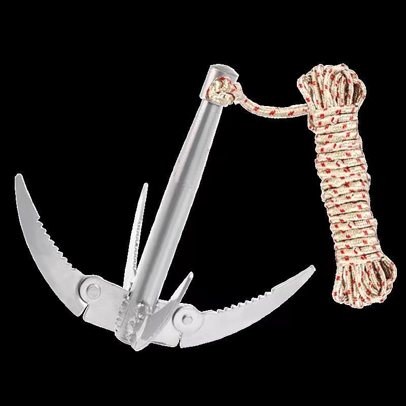 Сгъваем удебелен нож за водни растения с четири крака, четири зъба и четири захващащи куки — неръждаема стомана