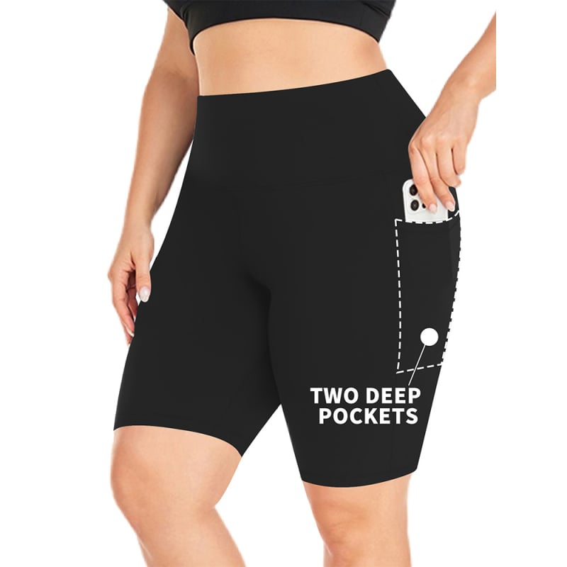 Șorturi de yoga pentru femei cu buzunare, talie înaltă, material Milk Silk, poliester + spandex, elasticitate ridicată