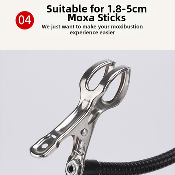 Устройство за топла моксибуция със настолен държач и клип, семейна версия за цялостна терапия, марка Ancient style han ai, неръждаема стомана, 300 g