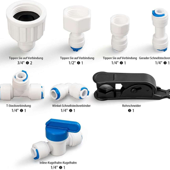 Vandens valymo vamzdžių jungčių rinkinys, modelis 46, maisto kokybės POM medžiaga, pakuotė: 1 rinkinys