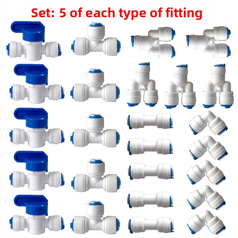 Vandens valymo vamzdžių jungčių rinkinys, modelis 46, maisto kokybės POM medžiaga, pakuotė: 1 rinkinys