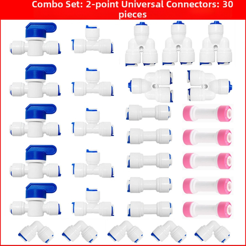 Vandens valymo vamzdžių jungčių rinkinys, modelis 46, maisto kokybės POM medžiaga, pakuotė: 1 rinkinys