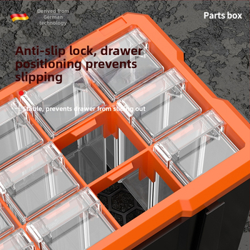 Dėžutės tipo mažų detalių organizatorius su skiriamaisiais, PVC, sienelės storis 3 mm, su dangteliu