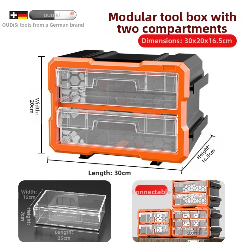 Dėžutės tipo mažų detalių organizatorius su skiriamaisiais, PVC, sienelės storis 3 mm, su dangteliu