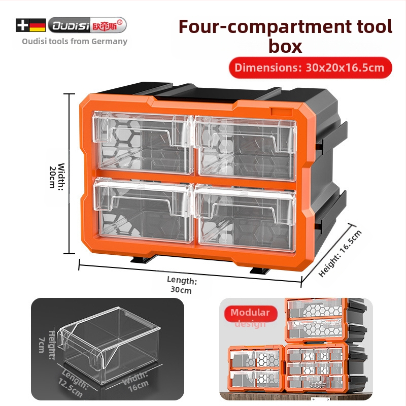 Dėžutės tipo mažų detalių organizatorius su skiriamaisiais, PVC, sienelės storis 3 mm, su dangteliu