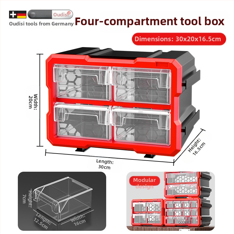 Dėžutės tipo mažų detalių organizatorius su skiriamaisiais, PVC, sienelės storis 3 mm, su dangteliu