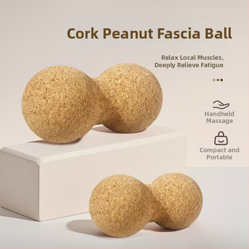 Korekasinės jogos kamuolys žemės riešutų formos fascijų atpalaidavimui ir raumenų atpalaidavimui — kietas kamštis, 90/180 g