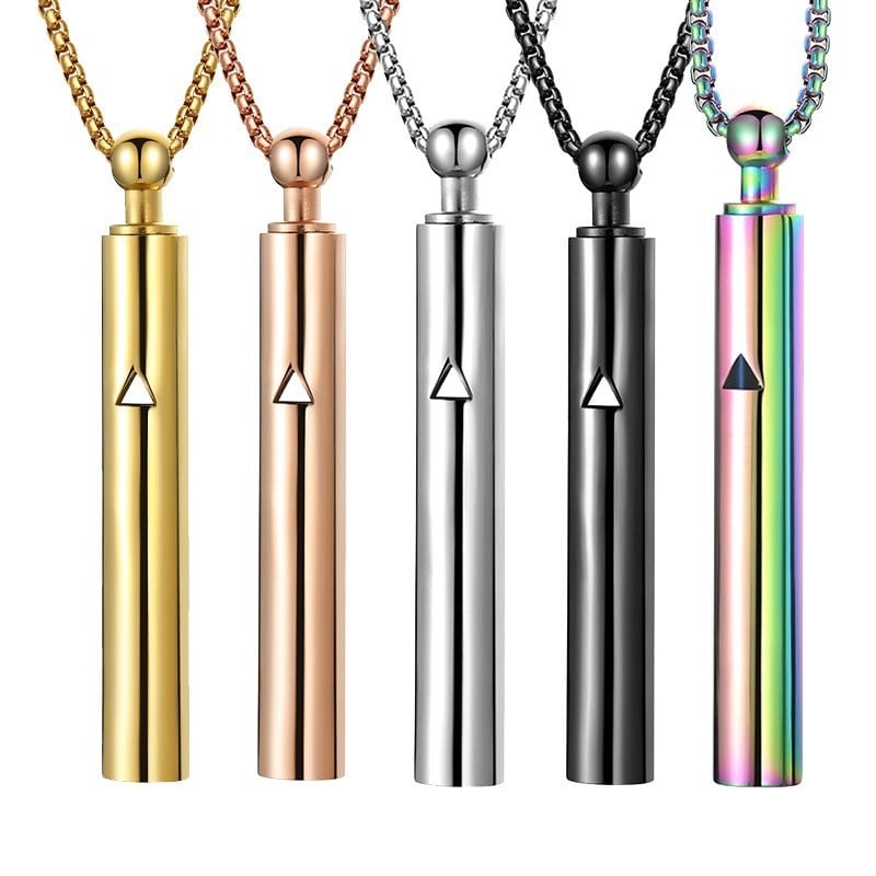 Colier din oțel titan cu lanț spiral și pandantiv, unisex pentru meditație (Oțel titan; lanț spiral; unisex; Vara 2025; Stil personal)