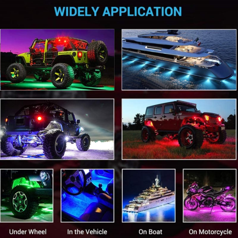 Lumină ambientală RGB pentru șasiul mașinii cu ritm muzical – model B119, 12V, 5W, universal