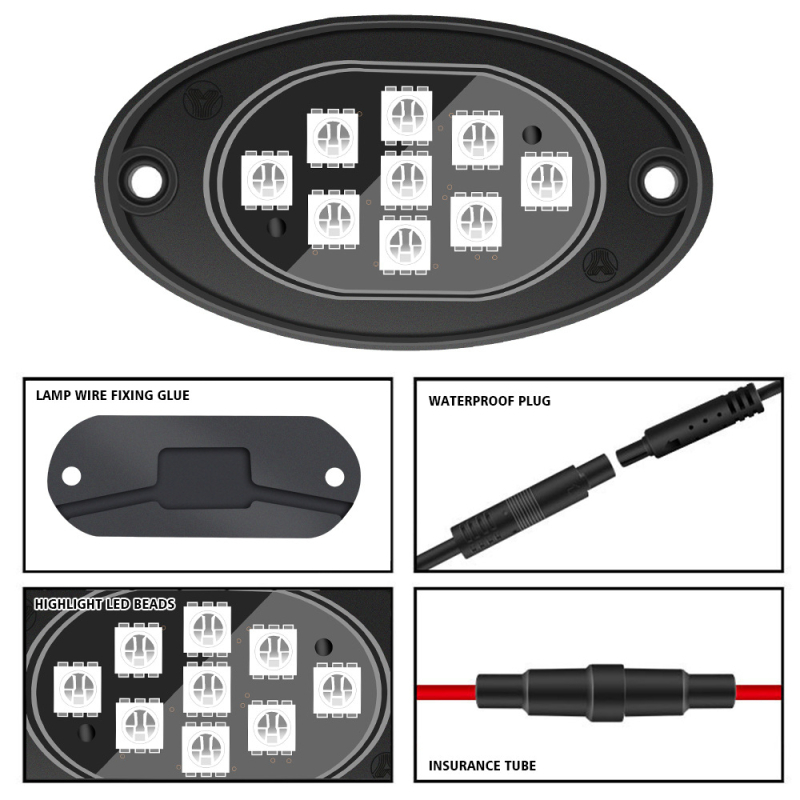 Lumină ambientală RGB pentru șasiul mașinii cu ritm muzical – model B119, 12V, 5W, universal
