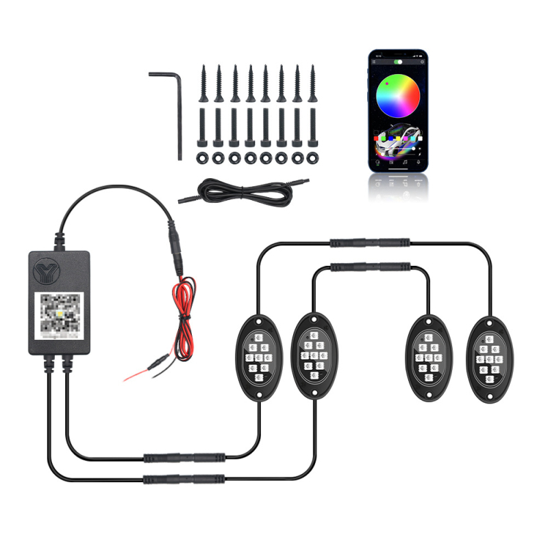 Lumină ambientală RGB pentru șasiul mașinii cu ritm muzical – model B119, 12V, 5W, universal