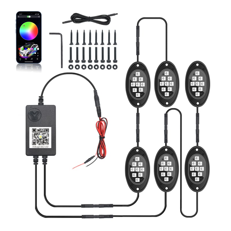 Lumină ambientală RGB pentru șasiul mașinii cu ritm muzical – model B119, 12V, 5W, universal