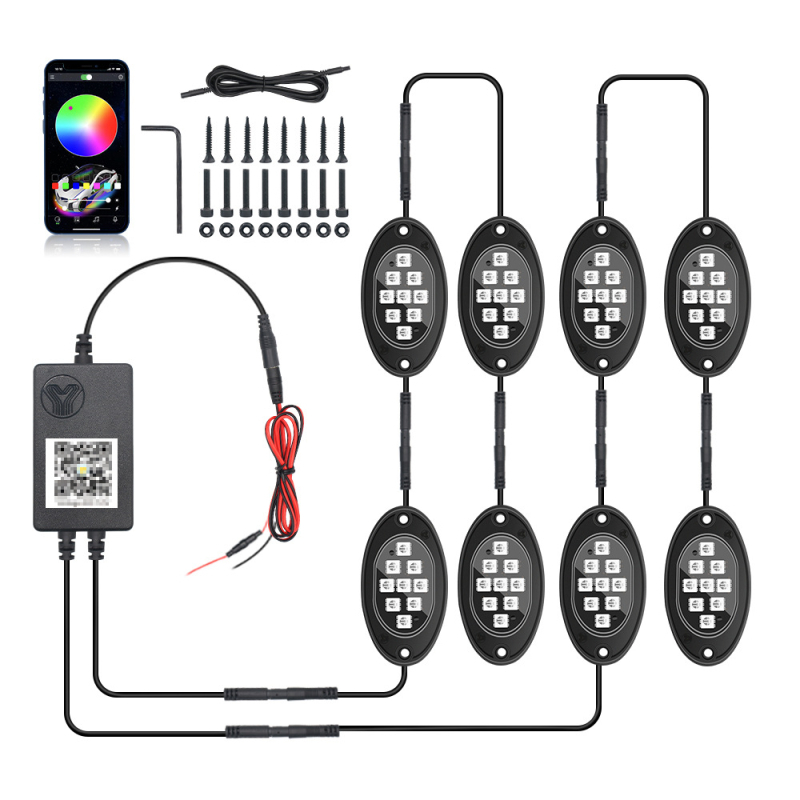 Lumină ambientală RGB pentru șasiul mașinii cu ritm muzical – model B119, 12V, 5W, universal