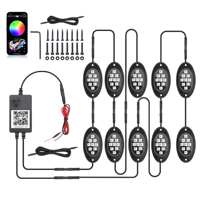 Lumină ambientală RGB pentru șasiul mașinii cu ritm muzical – model B119, 12V, 5W, universal