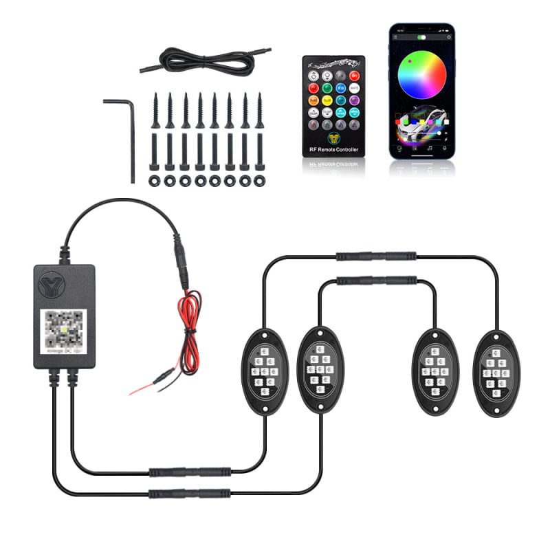 Lumină ambientală RGB pentru șasiul mașinii cu ritm muzical – model B119, 12V, 5W, universal