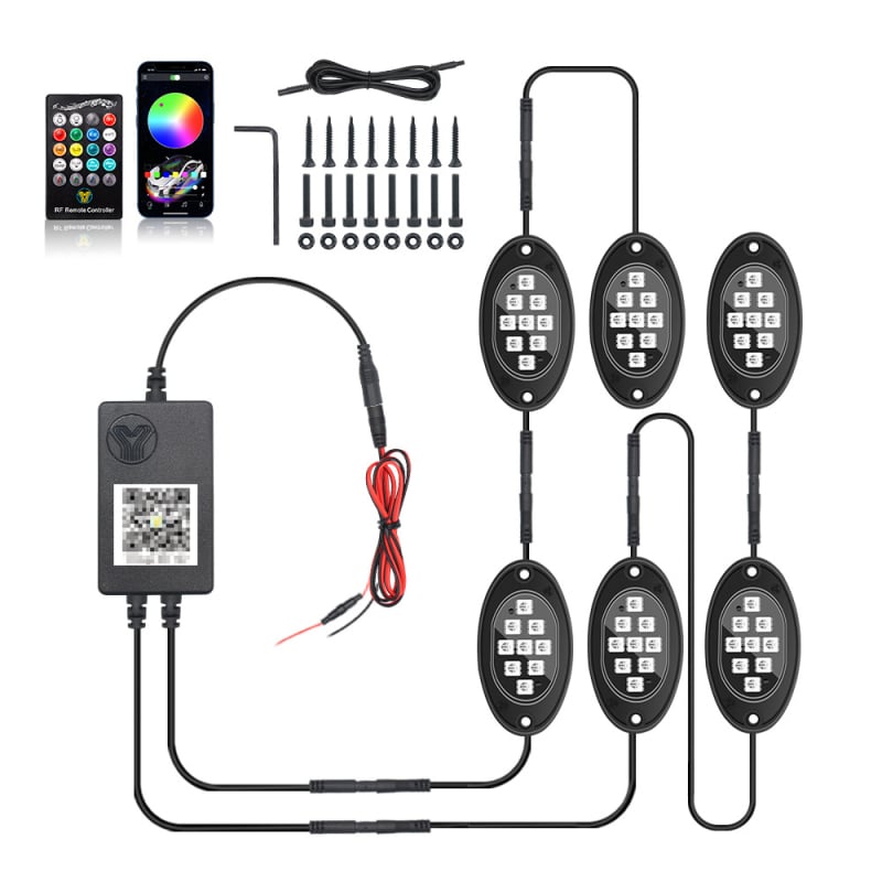 Lumină ambientală RGB pentru șasiul mașinii cu ritm muzical – model B119, 12V, 5W, universal