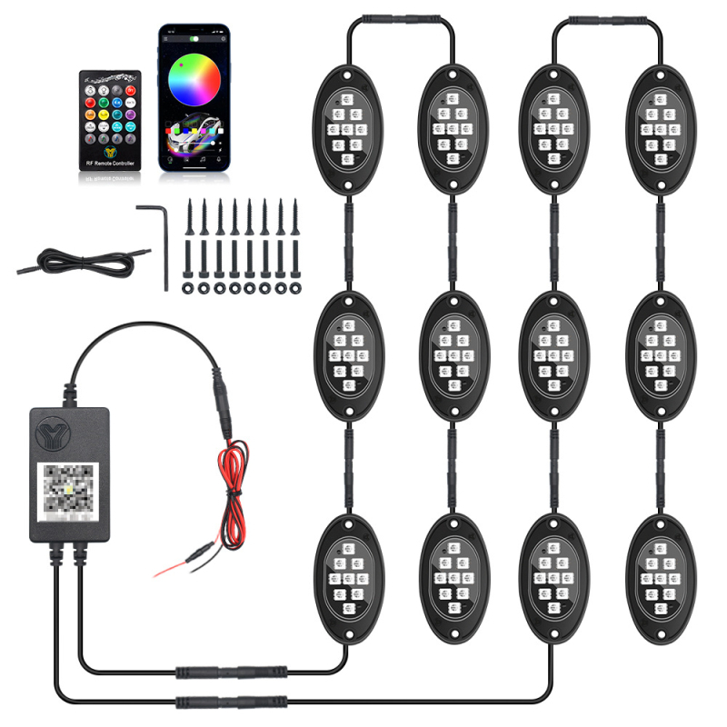 Lumină ambientală RGB pentru șasiul mașinii cu ritm muzical – model B119, 12V, 5W, universal