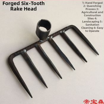 Χειροποίητη σφυρηλατημένη κεφαλή τεσσάρων δοντιών για κήπο και φάρμα, σιδερένιο