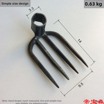 Χειροποίητη σφυρηλατημένη κεφαλή τεσσάρων δοντιών για κήπο και φάρμα, σιδερένιο