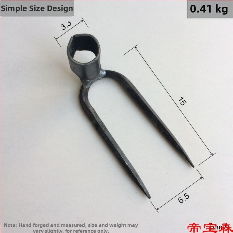 Ръчно ковано четиризъбно гребло, железно за кал, за градина и стопанство