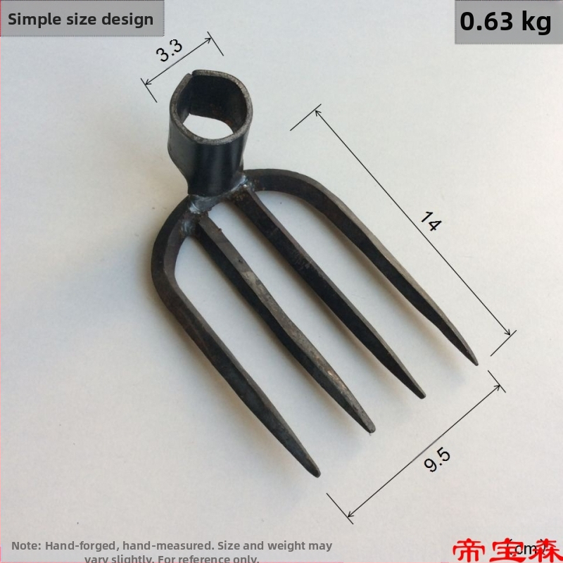 Ръчно ковано четиризъбно гребло, железно за кал, за градина и стопанство