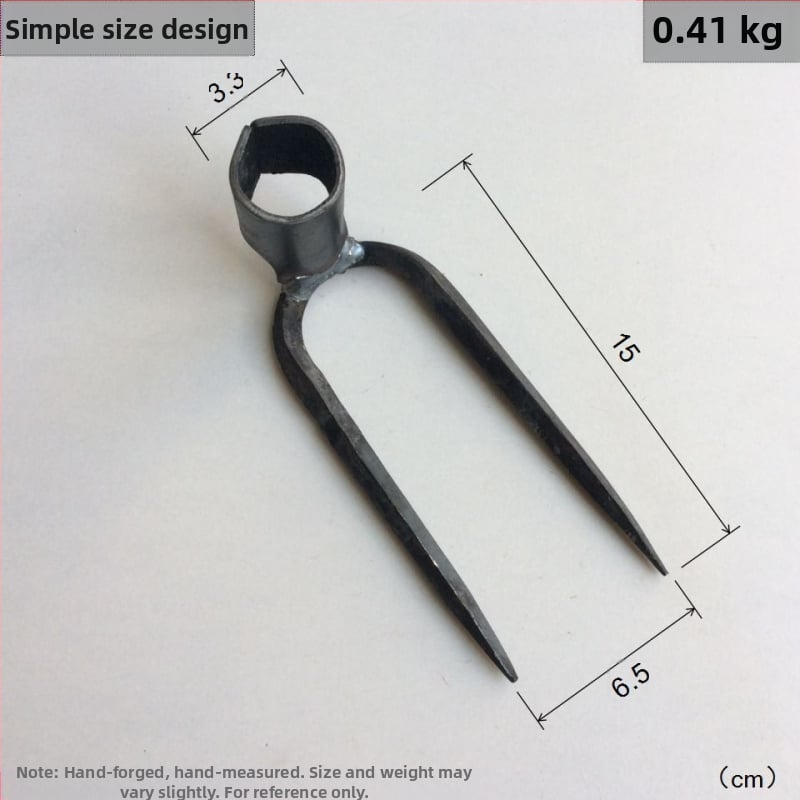 Χειροποίητη σφυρηλατημένη κεφαλή τεσσάρων δοντιών για κήπο και φάρμα, σιδερένιο