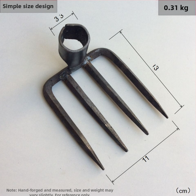Χειροποίητη σφυρηλατημένη κεφαλή τεσσάρων δοντιών για κήπο και φάρμα, σιδερένιο