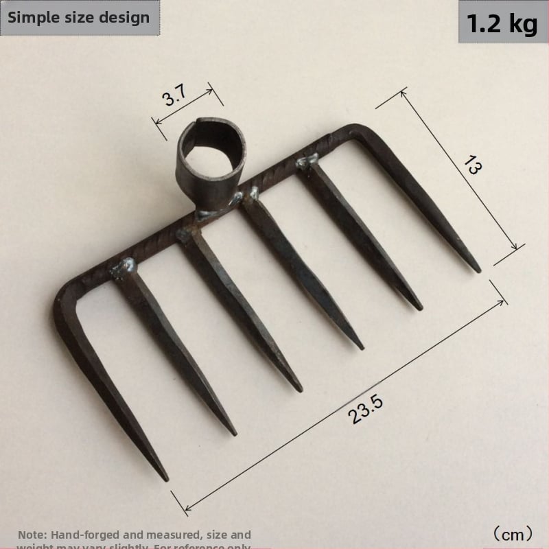 Χειροποίητη σφυρηλατημένη κεφαλή τεσσάρων δοντιών για κήπο και φάρμα, σιδερένιο