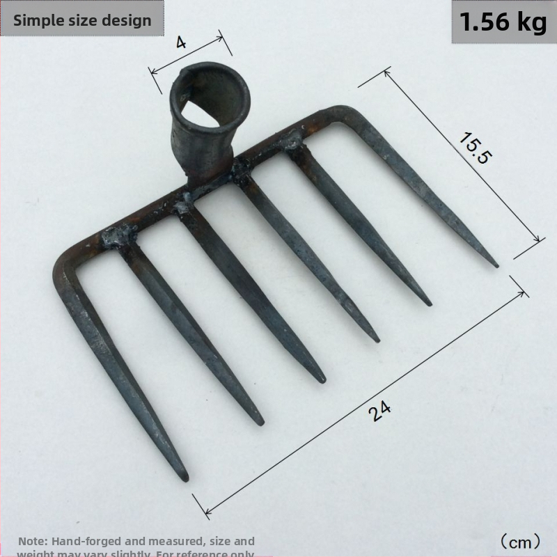 Χειροποίητη σφυρηλατημένη κεφαλή τεσσάρων δοντιών για κήπο και φάρμα, σιδερένιο