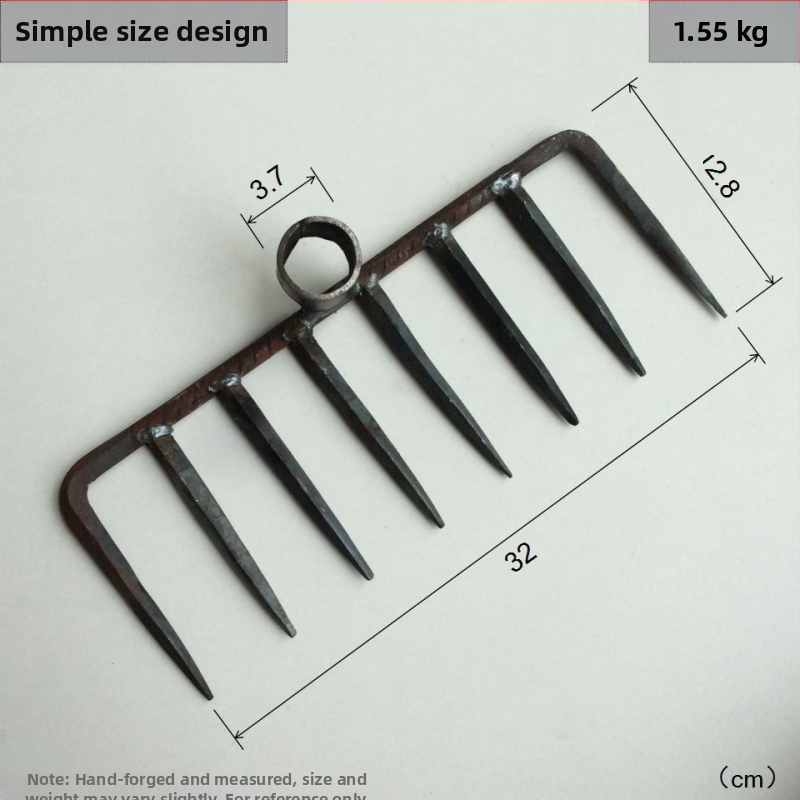 Χειροποίητη σφυρηλατημένη κεφαλή τεσσάρων δοντιών για κήπο και φάρμα, σιδερένιο