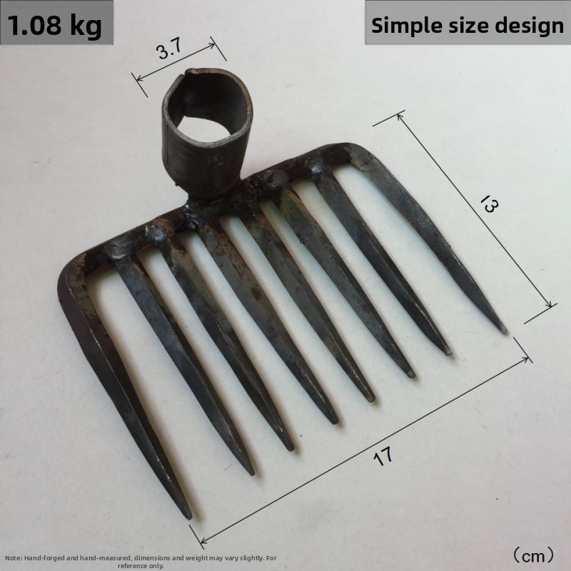 Χειροποίητη σφυρηλατημένη κεφαλή τεσσάρων δοντιών για κήπο και φάρμα, σιδερένιο