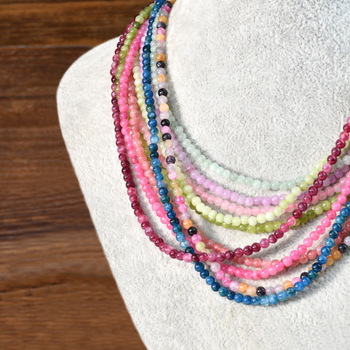 Κολιέ από φυσικούς λίθους, χειροποίητο, αλυσίδα με μπίλιες, γεωμετρικός σχεδιασμός, στυλ INS