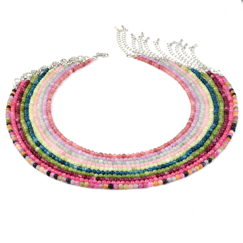 Természetes kőből készült nyaklánc, kézzel készített, golyózár lánccal, geometriai dizájn, INS stílus