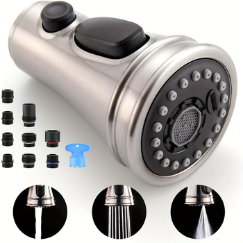 Konyhai kihúzható sprayfej — ABS anyag, egyszemélyes felépítés, spirálisan nyíló, kerámia korongos szeleptest, elektroplattolt felület, modern minimalista stílus