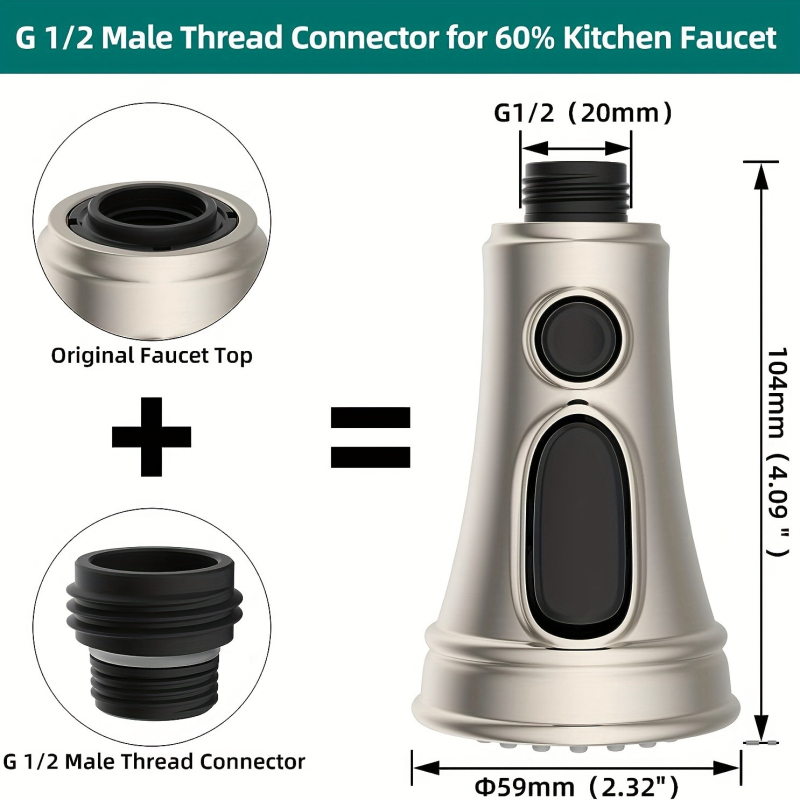 Konyhai kihúzható sprayfej — ABS anyag, egyszemélyes felépítés, spirálisan nyíló, kerámia korongos szeleptest, elektroplattolt felület, modern minimalista stílus