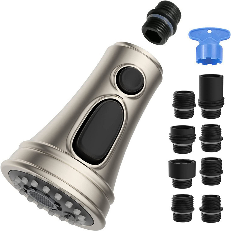 Konyhai kihúzható sprayfej — ABS anyag, egyszemélyes felépítés, spirálisan nyíló, kerámia korongos szeleptest, elektroplattolt felület, modern minimalista stílus