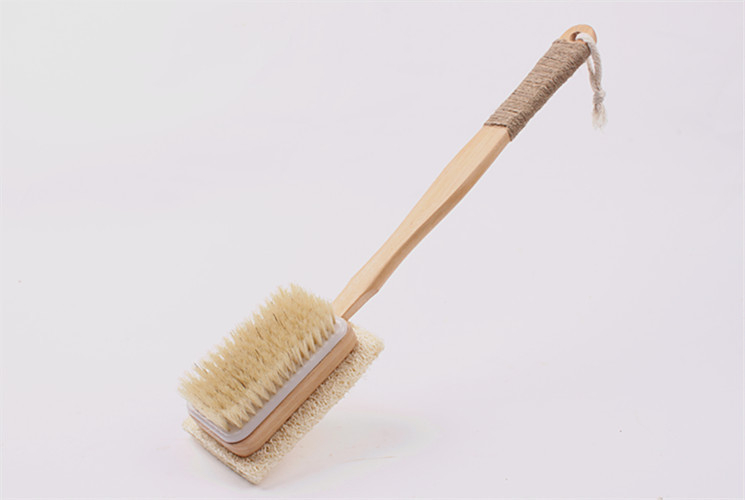 Ilgą rankeną turinti nuimama loofah vonios šepetėlis