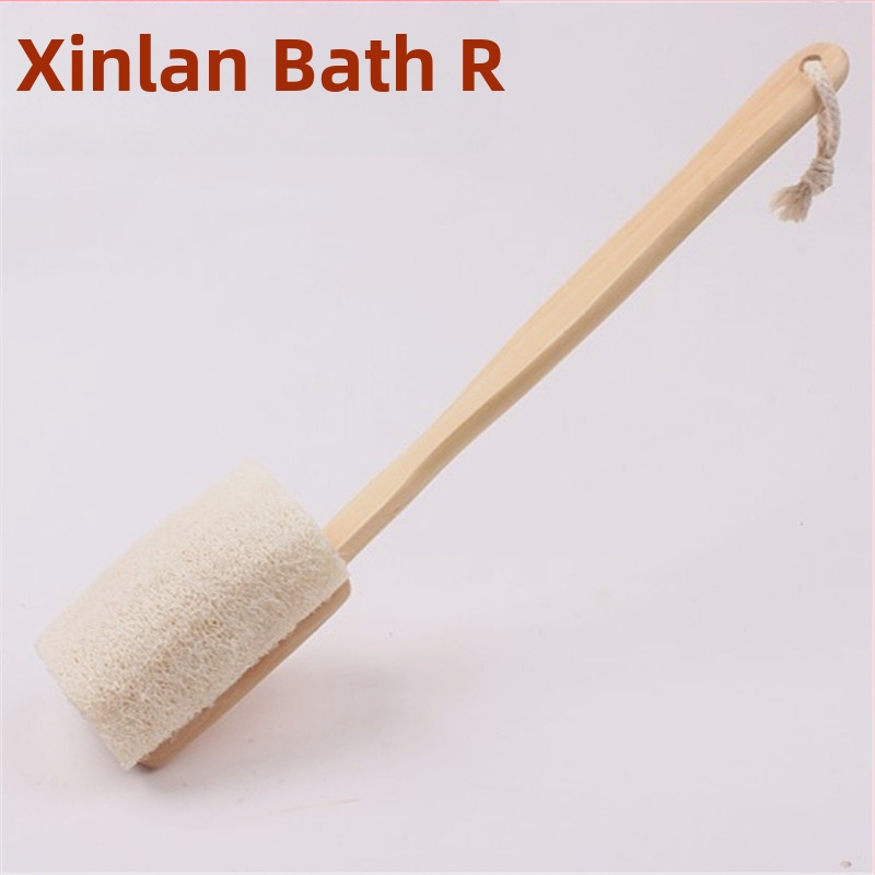 Ilgą rankeną turinti nuimama loofah vonios šepetėlis