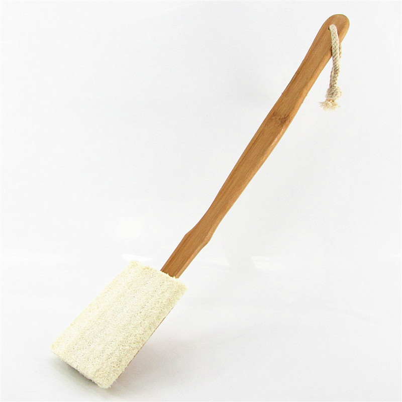 Ilgą rankeną turinti nuimama loofah vonios šepetėlis