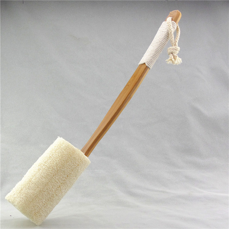 Ilgą rankeną turinti nuimama loofah vonios šepetėlis