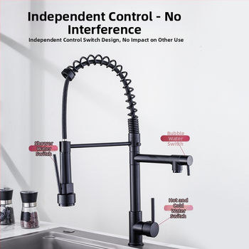 Kuhinjski faucet s izvlačnim crijevom i oprugom, topla i hladna voda, 360° okretna mlaznica