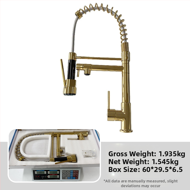 Kuhinjski faucet s izvlačnim crijevom i oprugom, topla i hladna voda, 360° okretna mlaznica