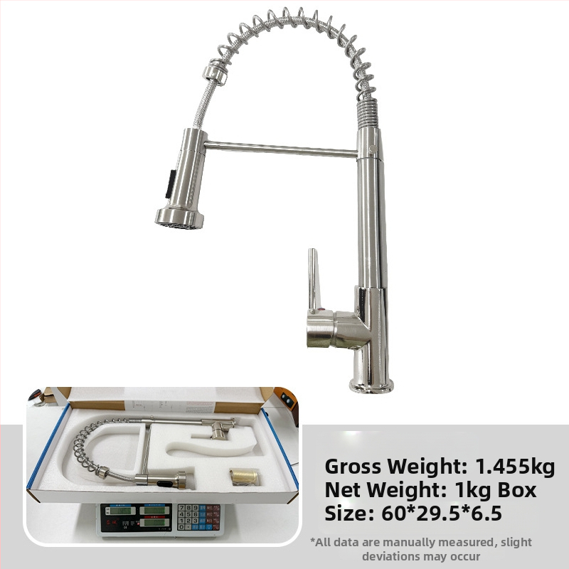 Kuhinjski faucet s izvlačnim crijevom i oprugom, topla i hladna voda, 360° okretna mlaznica
