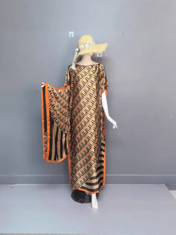 Μουσουλμανική αμπάγια φόρεμα, σατινοειδής απομίμηση μεταξιού, πολυεστέρας, 95%+ περιεκτικότητα, εκτύπωση, μανίκια 3/4