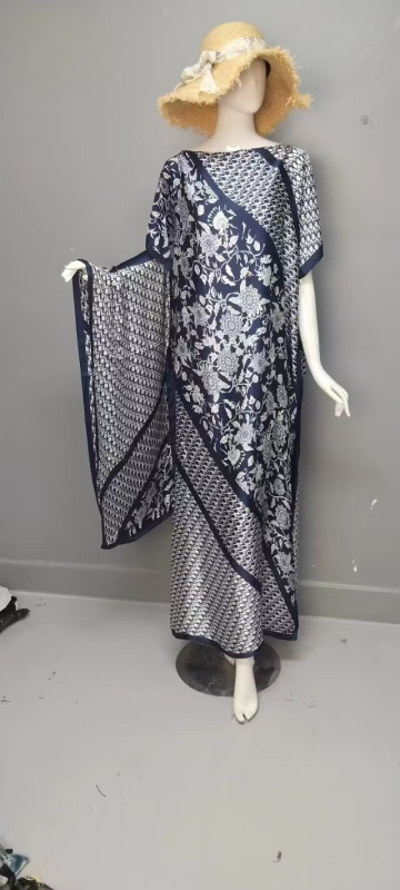 Rochie abaya musulmană, satin-imitație de mătase, poliester, conținut 95%+, imprimare, mâneci trei sferturi
